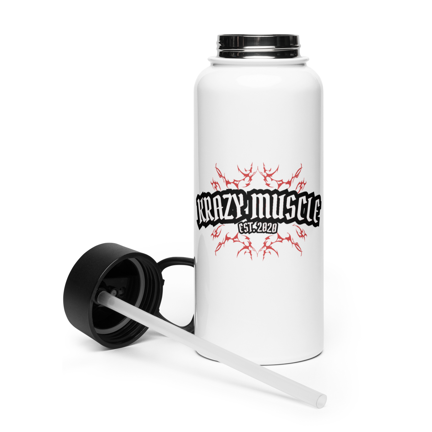 Stainless steel water bottle with a straw lid