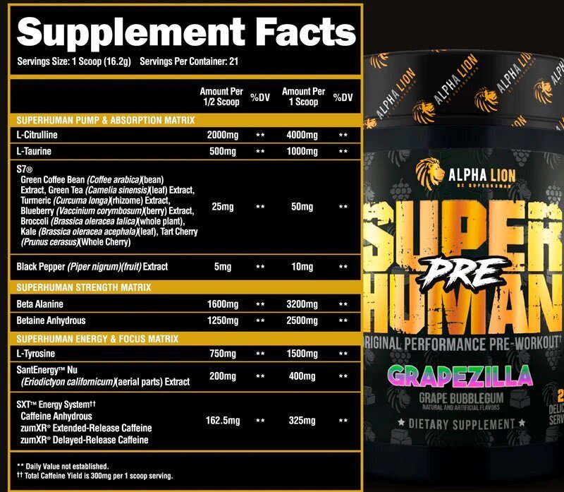 AlphaLion- SuperHuman PreWorkout 42 Servings - Krazy Muscle Nutrition Not specifiedSQ3605916