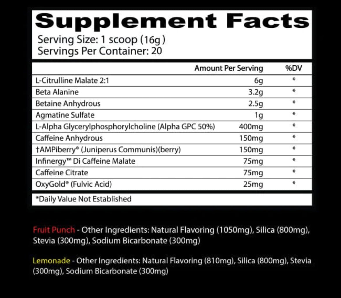 InsaneLabz- Psychotic CLEAR Pre Workout 20 Serv - Krazy Muscle Nutrition Not specified051497274337