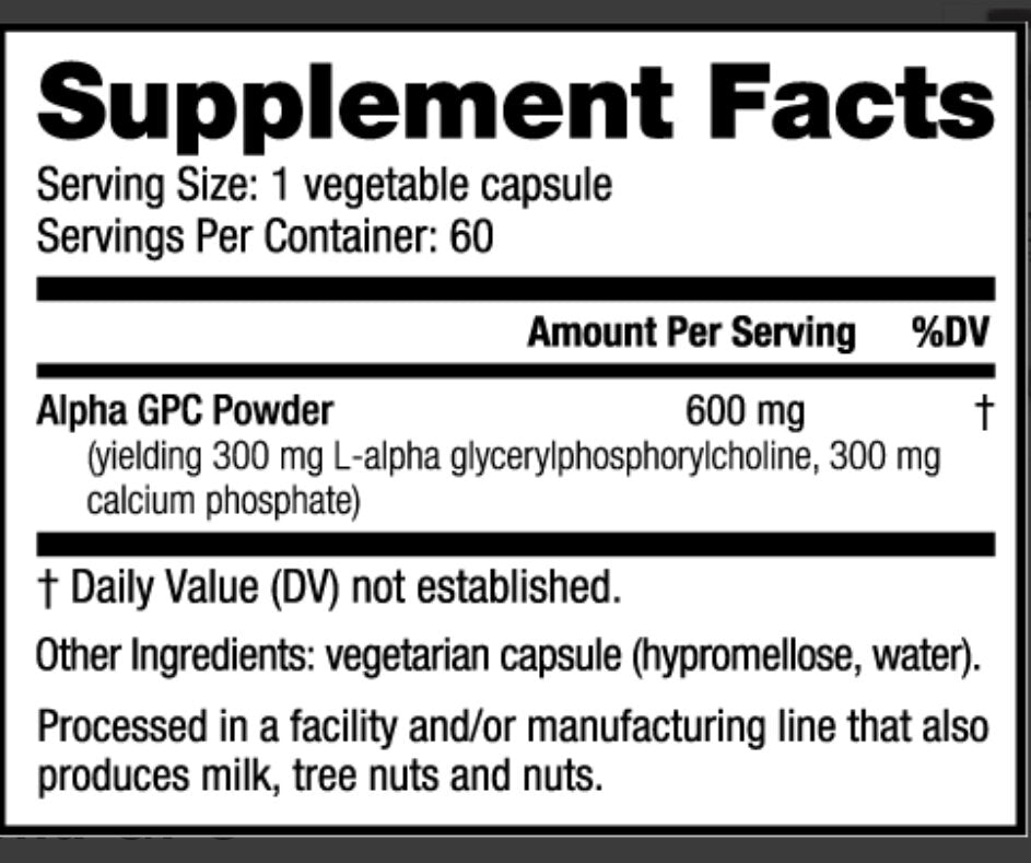 NutraBio- Alpha GPC 60 Capsules