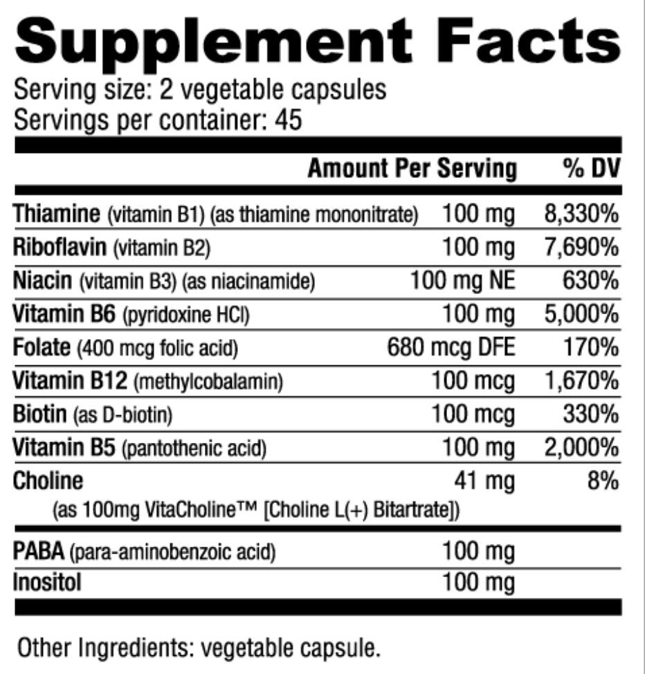 NutraBio- B-100 120 Veggie Capsules - Krazy Muscle Nutrition Not specifiedSQ5290560