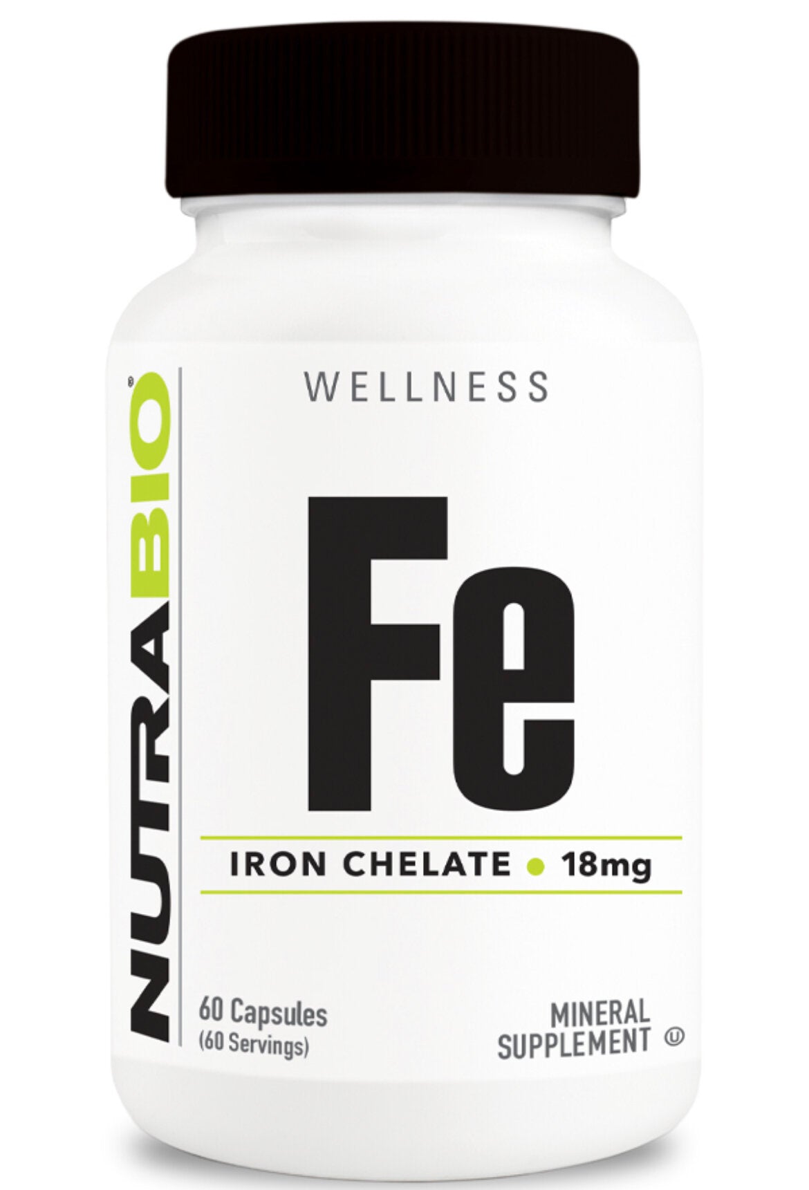 NutraBio- Iron Chelate (Fe) 18 mg 60 Capsules - Krazy Muscle Nutrition Not specifiedSQ8993139