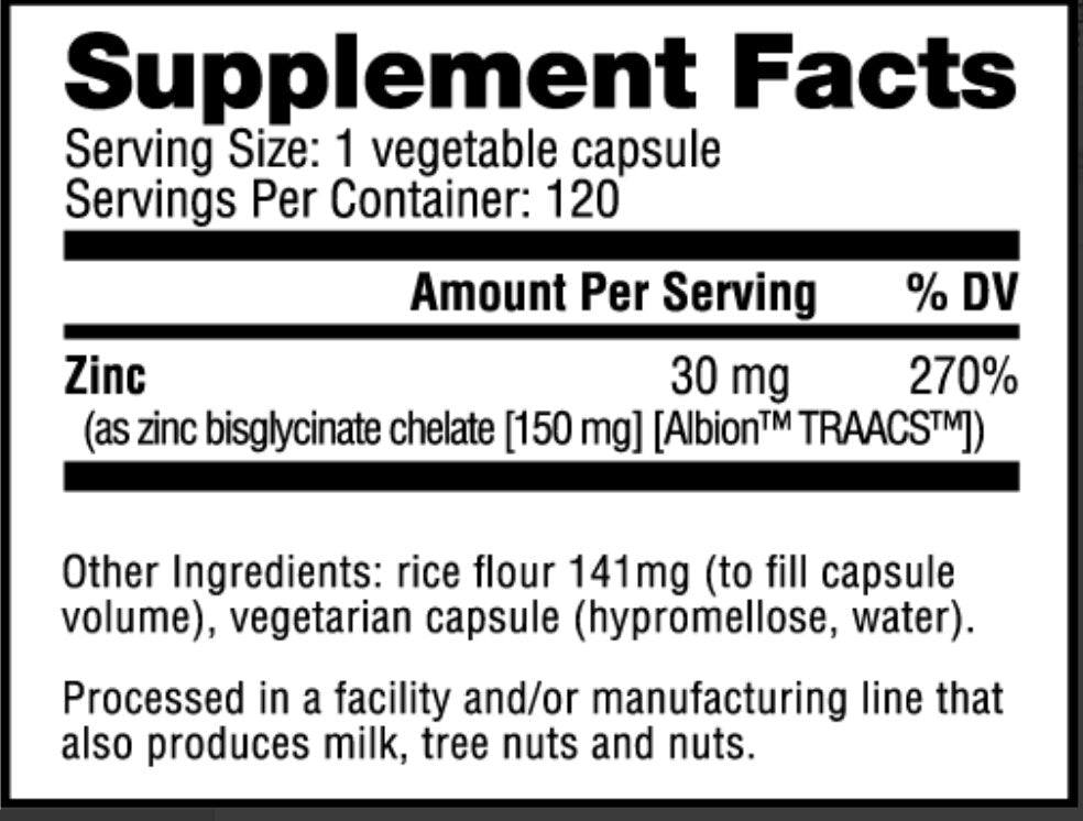 NutraBio- Zinc (Zn) 120 Veggie Capsules - Krazy Muscle Nutrition Not specifiedSQ6625054