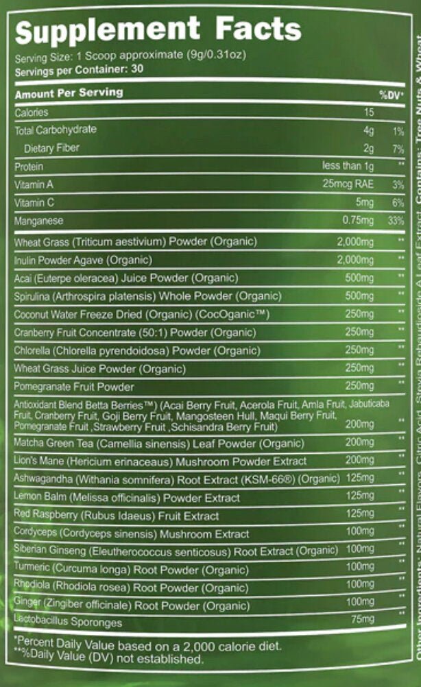 PandaSupps- Natural Superfoods- GREENS-GreenPineapple 30 Servings - Krazy Muscle Nutrition vendor-unknownSQ4540725