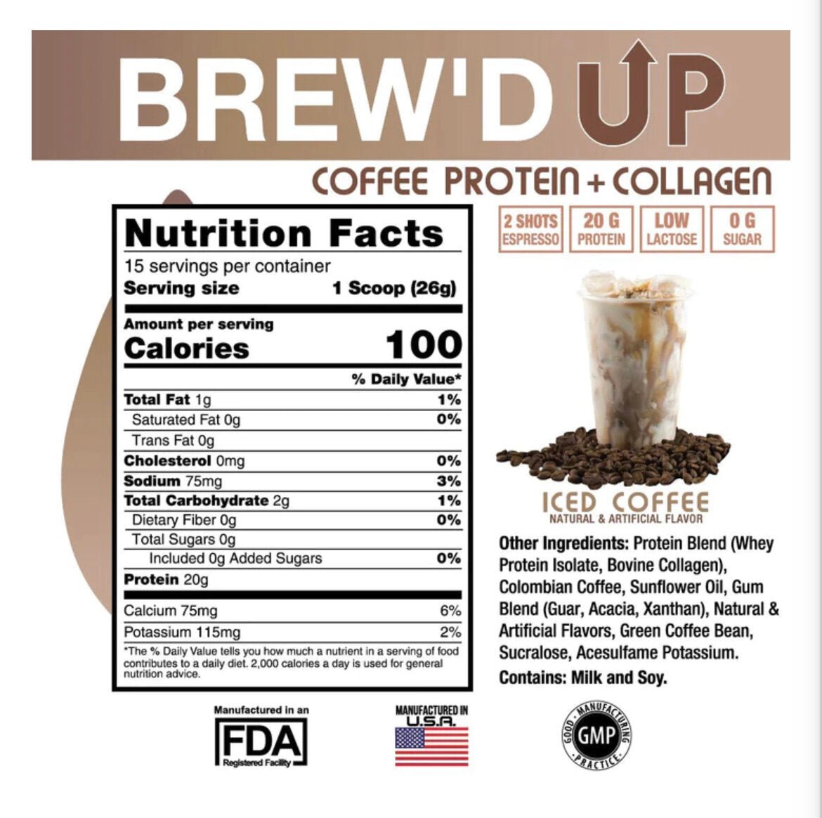 SweatEthic- Brew’d Up- Coffee Protein + Collagen 15 Servings - Krazy Muscle Nutrition vendor-unknownSQ8266005